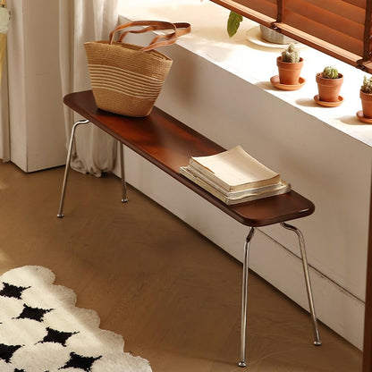 NICOKI Modern Wooden Bench Indoor, Solid Wood Long Bench with Stainless Steel Legs for Dining Room, Entryway, Bedroom - 47.2" Long Entryway Benches for Farmhouse, Kitchen, Living Room