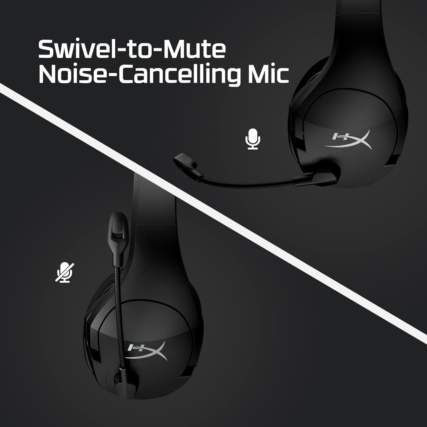 HyperX Cloud Stinger Core – Wireless Lightweight Gaming Headset, DTS Headphone:X spatial audio, Noise Cancelling Microphone, Over Ear Headset For PC, Black (Renewed)