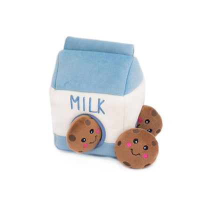 ZippyPaws Burrow- Interactive Dog & Puppy Toys for Boredom, Stimulating Pet Products to Keep them Busy, Hide & Seek Plush Puzzles, Squeaky Toy for Enrichment, For Small & Medium Dogs- Milk and Cookies