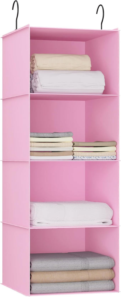 Hanging Closet Organizer, Easy Mount Foldable 4-Shelf Hanging Closet Wardrobe