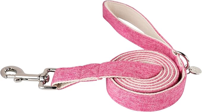 DOGWONG Cotton Hemp Dog Collar, Heavy-Duty Pink Collar for Small to Large Dogs
