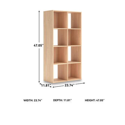 Signature Design by Ashley Piperton 8 Cube Storage Organizer, Natural Finish Over Replicated Ash Wood Grain, Vertical Floor Mount Cubbies for Living Room or Home Office, Light Brown