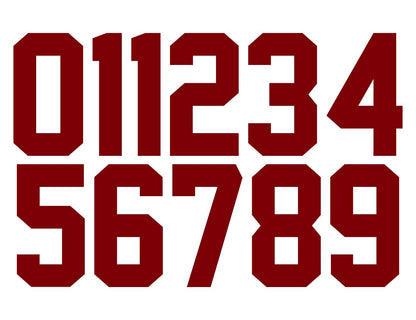Numbers Kit(0-9),8" Tall for Sports T-Shirt Jersey Football Baseball,Iron On, Heat Transfer, Team,t-Shirt(Style A) (Maroon)