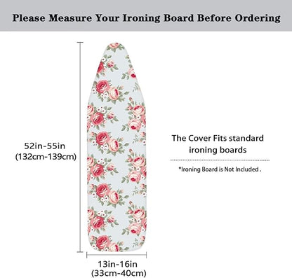 Pink Rose Ironing Board Padded Cover Dust Covers Stretchable Iron Board