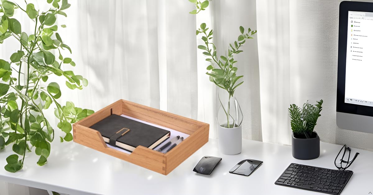 DDYURI Wood Letter-Size Tray for Office Desktop Organizer - Wooden Front-Load Documents Tray for Mail, Paper, File, Magazine, Pen,Notebook Storage Paper Holder Trays Light(DGTU-LT)