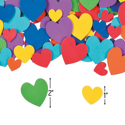 Fun Express Valentines Stickers Heart Stickers Foam 532 Piece Bulk Set - Valentine Stickers for Kids Classroom Crafts & Scrapbook Supplies | Self-Adhesive Hearts for Valentine Day Crafts Projects