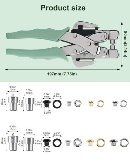 UCEC Professional 3/16 & 1/8 Inch Grommet Tool Kit, Grommet Eyelet Pliers Kit with 160Pcs Metal Grommets, Eyelet Hole Punch for Craft Paper Card Banners DIY Scrapbooking
