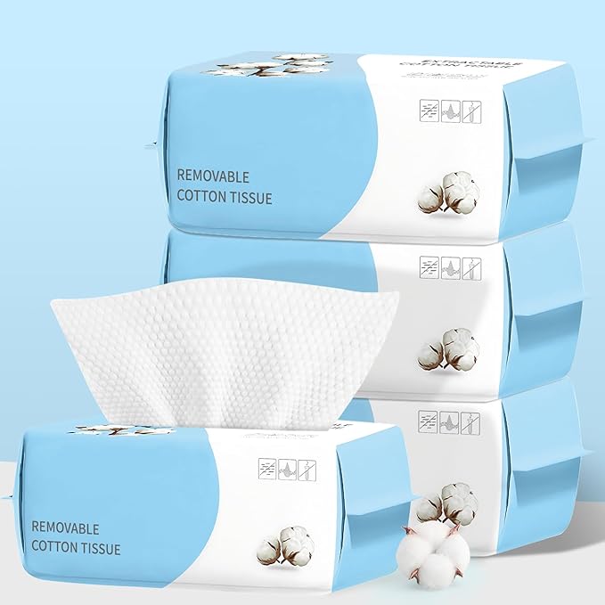 100 Count Disposable Face Towel, Biodegradable Facial Dry Wipes, Super Soft &