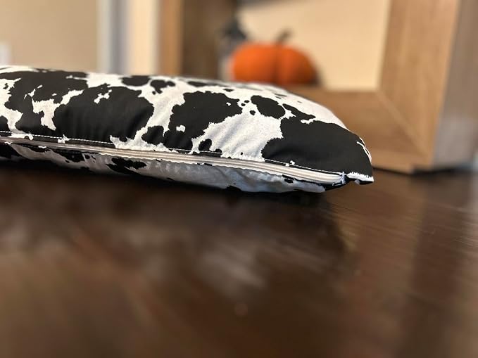 Natural Cotton Canvas Dog Bed – Raw Cotton Filled Pet Cushion Insert, Breathable Eco-Friendly Dog Mattress, Durable Washable Cover with Zipper (Cow Print Black White, X Large 53"x36"x5")