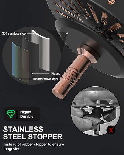 BOTEMY B9171 Copper Kitchen Sink Drain Kit 3 1/2 Sink Strainer