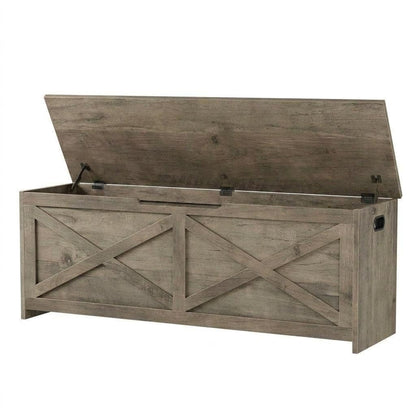 IDEALHOUSE 47.3" Storage Chest, Toy Chest for Kids, Wooden Large Toy Box, Storage Bench with Safety Hinge, Farmhouse Storage Trunk for Entryway, Living Room, Bedroom, Playroom,Washed Grey
