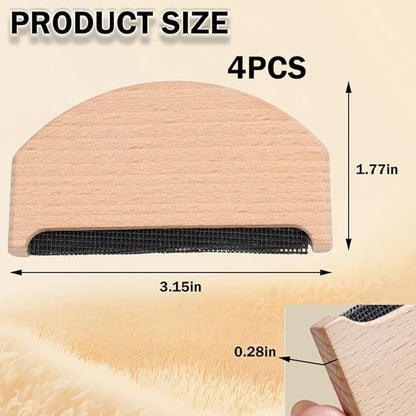 4 Pcs Wooden Sweater Comb Sweater Care Tool Fabric Defuzzer Pilling Shaver