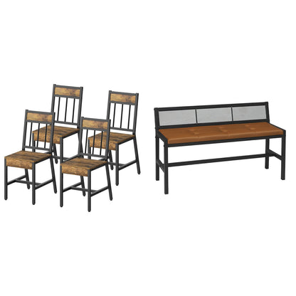YATINEY Dining Bench and Dining Room Bench with PU Leather Upholstered Seat, Entryway Bench with Metal Legs for Dining Room CY03L4BR-DB01BV