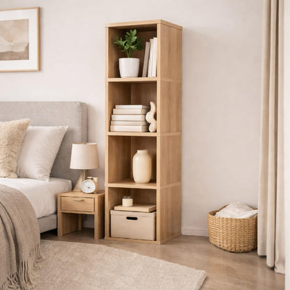 YCICI 4 Cube Storage Organizer Wooden Bookshelf, 4 Cube Shelf Bookcase, Small Bookshelf Storage Organizer, 4 Cube Storage Shelf for Bedroom, Small Bookshelf for Living Room and Office (4 Cube)