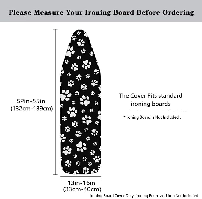 White Dog Paws Ironing Board Cover Heat Reflective Iron Pad