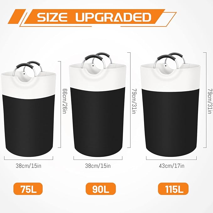 BlissTotes 75L Laundry Basket, Freestanding Laundry Hamper, Collapsible Dirty