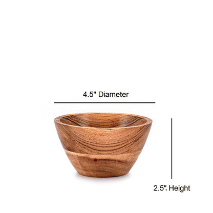 NIRMAN Acacia Wood Bowl Sets of 4 for Kitchen Meal Party and Nuts, Candy, Appetizer, Snacks, Olive (4.5" x 4.5" x 2.5")