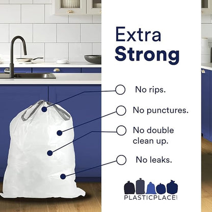 Plasticplace Drawstring Trash Bags, Compatible