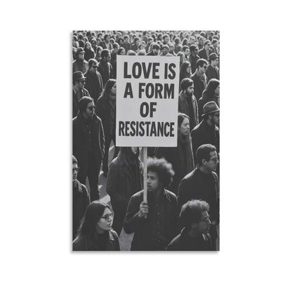 Love Is A Form of Resistance Protest Black And White Canvas Printing Wall Art Posters Prints Minimalist Scandinavian Equality Quote Wall Decor for Living Room Bedroom Office 12x18inch(30x45cm)