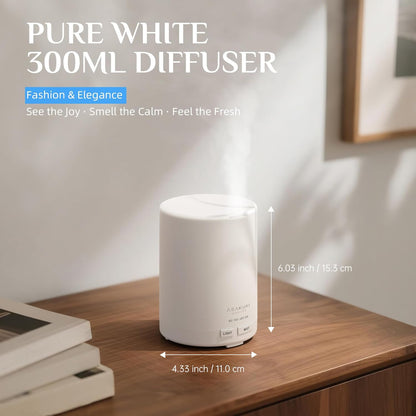 ASAKUKI 300ML Essential Oil Diffuser, Quiet 5-in-1 Premium Humidifier, Home Fragrance Aroma Diffuser with 7 LED Color Changing Light and Auto-Off Switch -Light Brown
