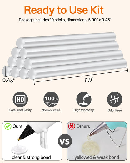 COMTO Full Size Hot Glue Gun with 10 Sticks, Heavy Duty Glue Gun with 80W Super Power, Anti-scald Nozzle and Easy Squeeze Trigger, Perfect for Crafting, DIY and Repairs - White