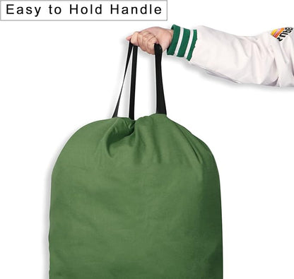 Cotton Canvas Laundry Bag with Handles & Drawstring Straps, Heavy Duty Extra