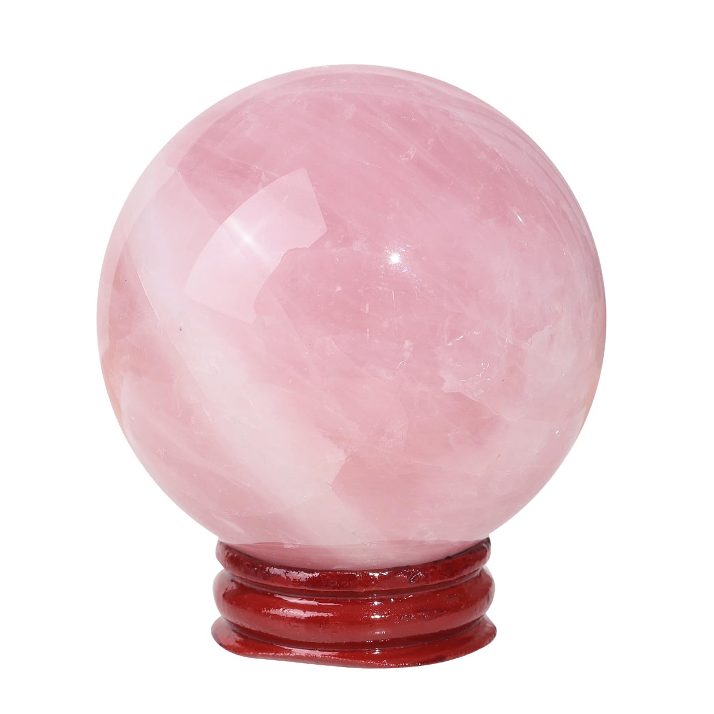 Nupuyai 1.97"-2.17" Natural Rose Quartz Crystal Ball with Wooden Stand, Decorative Stone Sphere Sculpture Figurine for Home Office Tabletop Decor Reiki Healing Divination Feng Shui Tool