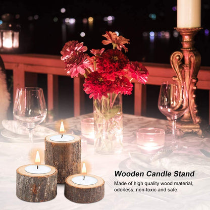Yikko Wooden Tea Light Candle Holders, Personalized Wooden Votive Tealight Holder for Wedding Centerpieces for Table, Wedding |Birthday Party |Valentine's Day |Home Decoration - Set of 6