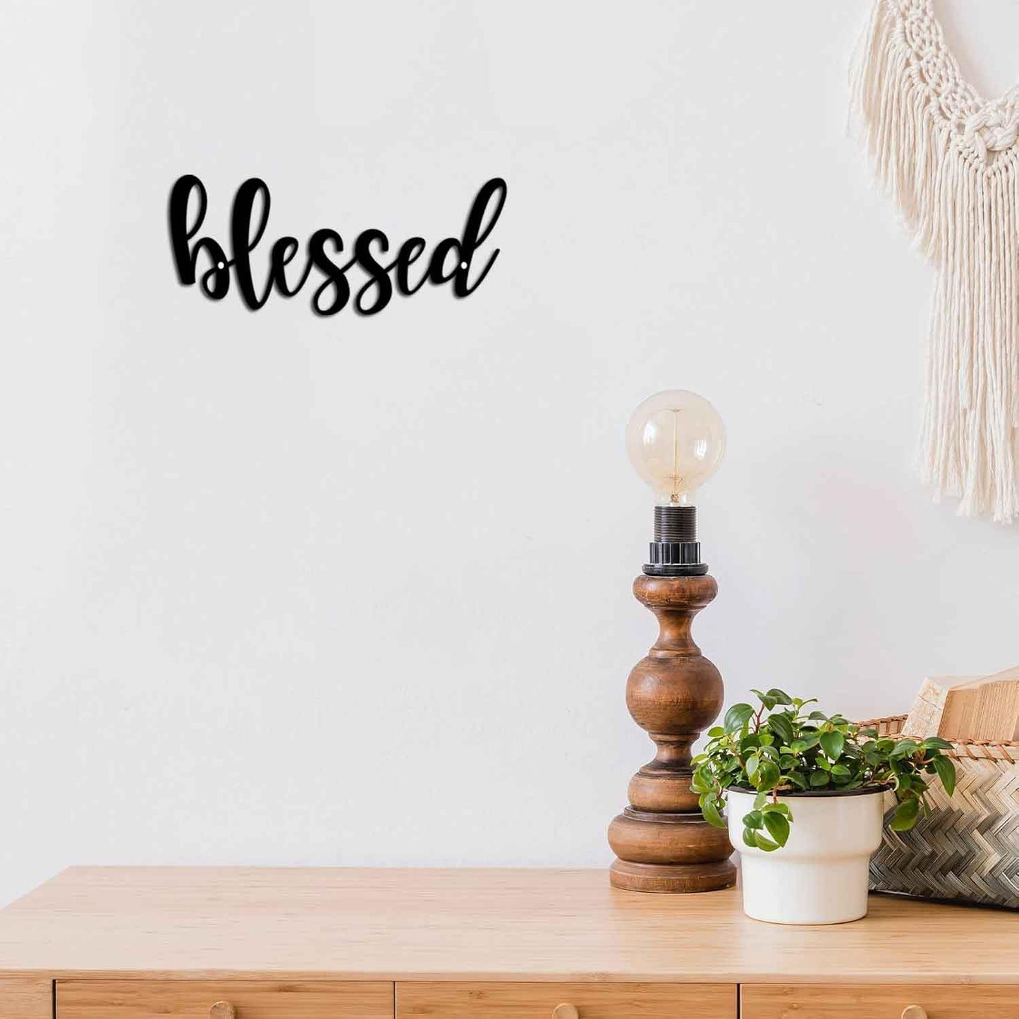 Blessed Metal Sign Wall Art Decor - 5X12IN Black Modern Sweet Dreams Farmhouse Signs for Hanging Above Bed Wall Decor for Bedroom