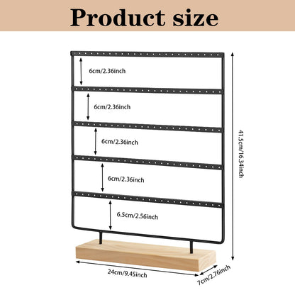 RUINENGDA Jewelry Organizer, 5 Tiers Earring Organizer with 120 Holes for Storing and Displaying Earrings of Various Styles, Models and Sizes, Removable Wooden Base for Home and Store Use