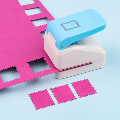 2 Pcs Stamp Paper Punch, 1X0.8inch & 1.1X0.9 inch Embossing Postage Stamp Shape Puncher, Lever Craft Hole Punches for Crafting DIY Scrapbooking Projects