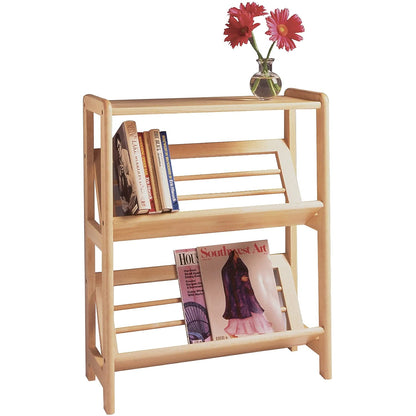 Winsome Mission Beech Wood 4-Tier Bookshelf with Slanted Shelf, Natural (82430)