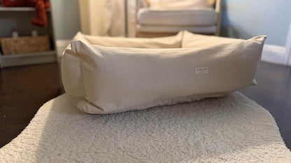 Rectangular Natural Cotton Canvas Dog Bed with Raw Cotton Insert – Eco Friendly Pet Bed with Removable Washable Cover, Breathable Cushion for Dogs & Cats (Natural, XX Large 48" × 36" × 8")