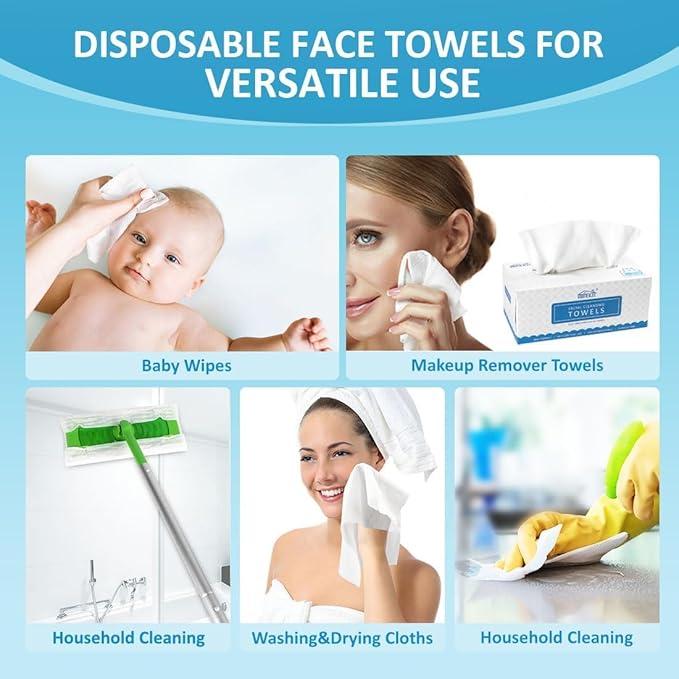 HOMEXCEL Face Towels, Disposable Face Towelette, Biodegradable Makeup Remover