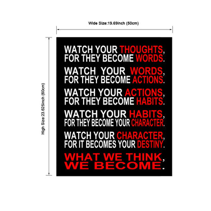 Pyradecor Large Canvas Prints Wall Art Watch Your Thoughts Motivational Classroom Poster Paintings Modern Gallery Wrapped Giclee Canvas Print Pictures Artwork for Office Living Room Home Decorations L
