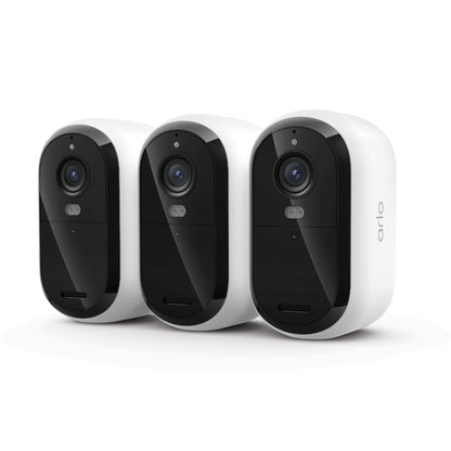 Arlo Essential Security Camera Wireless Outdoor 2K (3rd Gen, 2025 Release) - Battery Power, Person Recognition, Package Detection, Animated Preview, 1-Month Trial of Secure Plan, 3 Cam, White