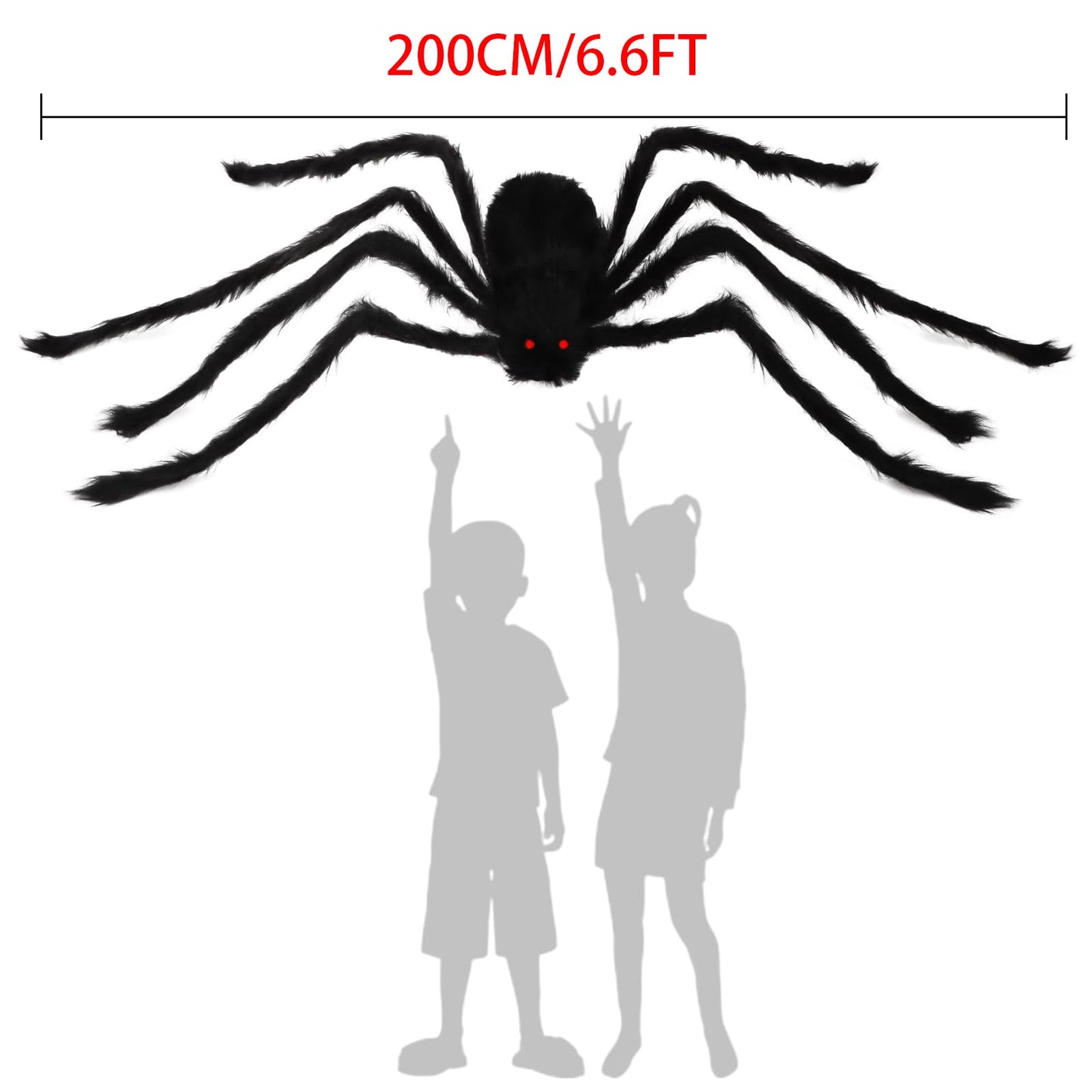 Libay Halloween Giant Spider Decorations - 2PCS Realistic Large Scary Props for Indoor Outdoor and Yard Garden Lawn Party (6.6FT) Black
