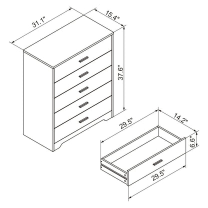Panana Dresser for Bedroom with 4/5 Drawers, Wooden Chest of Drawers, Storage Organizer Unit Dressers for Bedroom, Living Room, Hallway, Nursery (White, 5 Drawer)