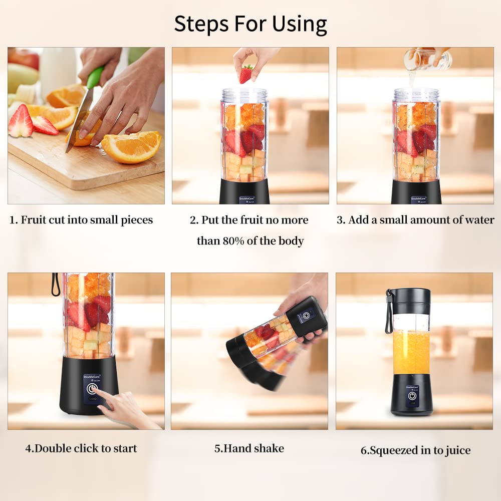 Portable Blender Cup,Electric USB Juicer Blender,Portable Juicer For Shakes and Smoothies, juice,380ml, Six Blades Great for Mixing,light purple