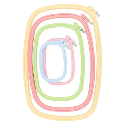 5-Pack Rectangle Embroidery Hoops Set, ABS Plastic Cross Stitch Hoops for Sewing, Needlework and DIY Projects, Reusable Embroidery Supplies, 5 Sizes (5", 6", 10", 13", 15")