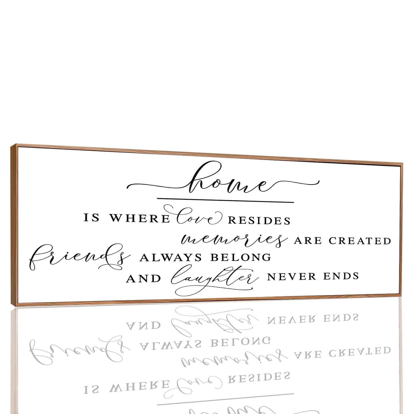 Inspirational Home Sign Canvas Art for Farmhouse Decor - Rustic Living Room Wall Art (Brown Wooden Frame/ 43x15inch)