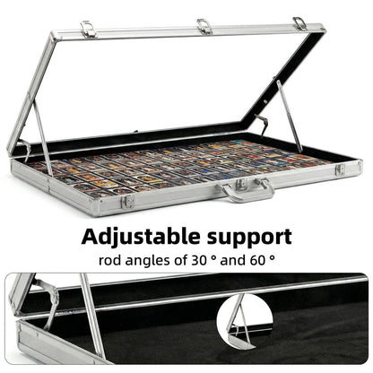 Large Portable Card Show Display Case 34"x22", Aluminum Lockable Trade Show Display Case with Acrylic Side and Handle, Tabletop Showcase for Baseball Sports Graded Cards TCG Craft Jewelry Collection
