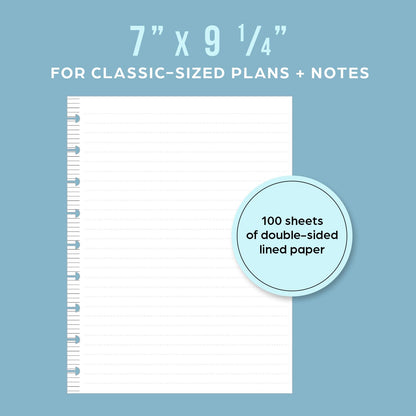 Happy Planner Refill Paper for Planners and Journals, Neutral Daily Notebook Planner Paper, Classic Size, 100 Sheets, 7" x 9 3/4"