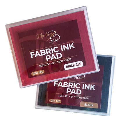 Madam Sew Permanent Fabric Ink Stamp Pad | Crisp, Washable Impressions on Cotton & Linen | Fade-Resistant Fabric Stamp Ink Pad for Fabric Crafts, Labels & Gifts | Works with All Rubber Stamps (Black)