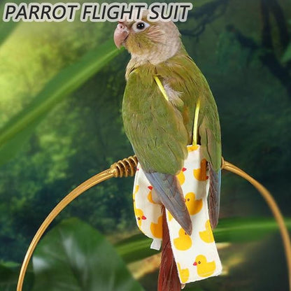 4pcs Bird Diaper Cute Printed Parrots Flight Suit with Bowknot Parrot Nappy Reusable Pigeon Pants Cockatiel Clothes for Parakeet Mini Macaw Budgie Canary - M