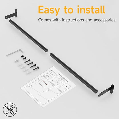 Towel Bar for Bathroom Wall, Matte Black Bathroom Towel Bar Wall, 16 Inch Single Towel Bar Rod for Hanging Towels, Stainless Steel