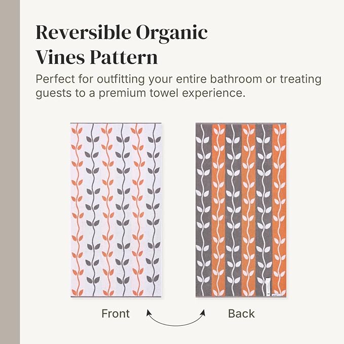 Modern Threads Organic Vines 6-Piece 100% Cotton Towel Set – Yarn Dyed Jacquard