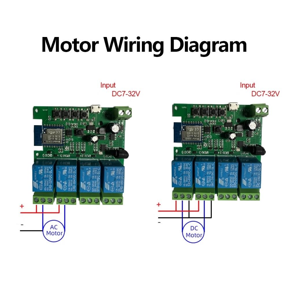 MHCOZY WiFi Wireless Smart Self-Lock Momentary Interlock Relay Switch,DIY WiFi App Bluetooth Remote Garage Door Opener Controller (4ch)