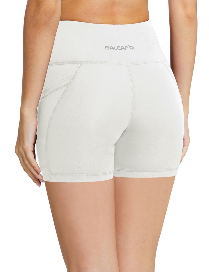 baleaf Biker Shorts Women Yoga Gym Workout Spandex Running Volleyball Tummy Control Compression with Pockets 5" 2-Pack Black/White XXXL