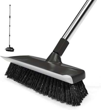 ITTAR Floor Scrub Brush with 55" Long Handle, Stainsless Steel Pole Heavy-Duty